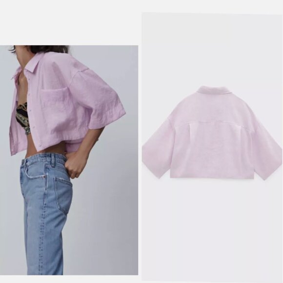 Zara Flowy Shirt with Pockets, Size S NEW WITH TAG! - Picture 7 of 10